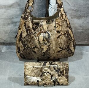 EUC COACH SOHO LYNN EXOTIC SNAKESKIN EMBOSSED SHOULDER BAG & WALLET BUNDLE
